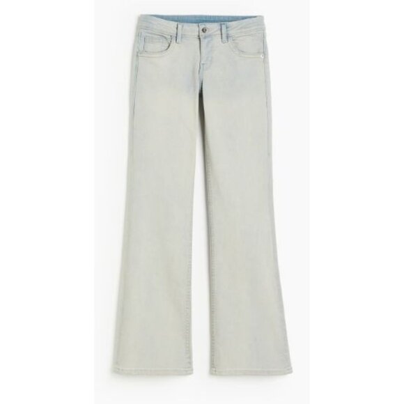 H&M Divided Flared Jeans Womens 2 Blue Light Wash Low Rise 5 Pocket Casual - Picture 1 of 14